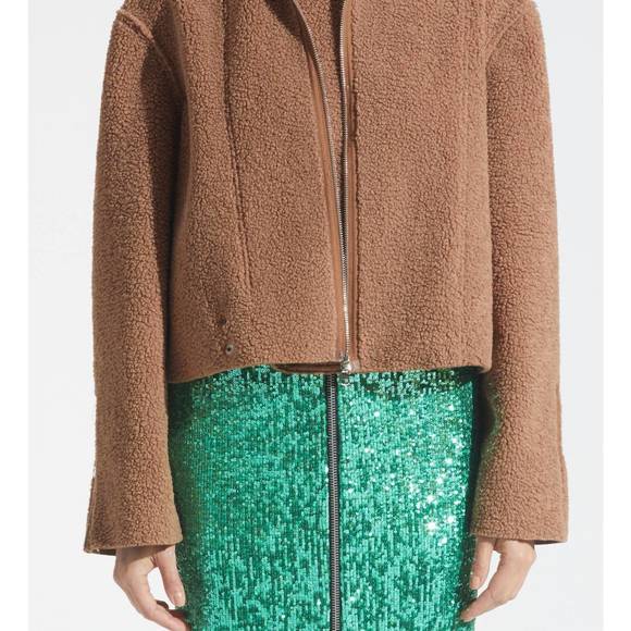 NEW SAINT ART phoebe faux sherpa jacket in camel - Picture 2 of 6